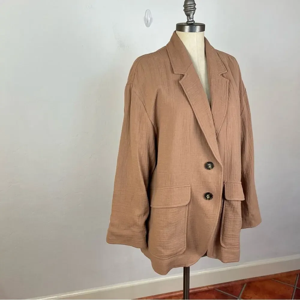 Madewell Cotton-Linen Relaxed Larsen Blazer in Faded Earth
